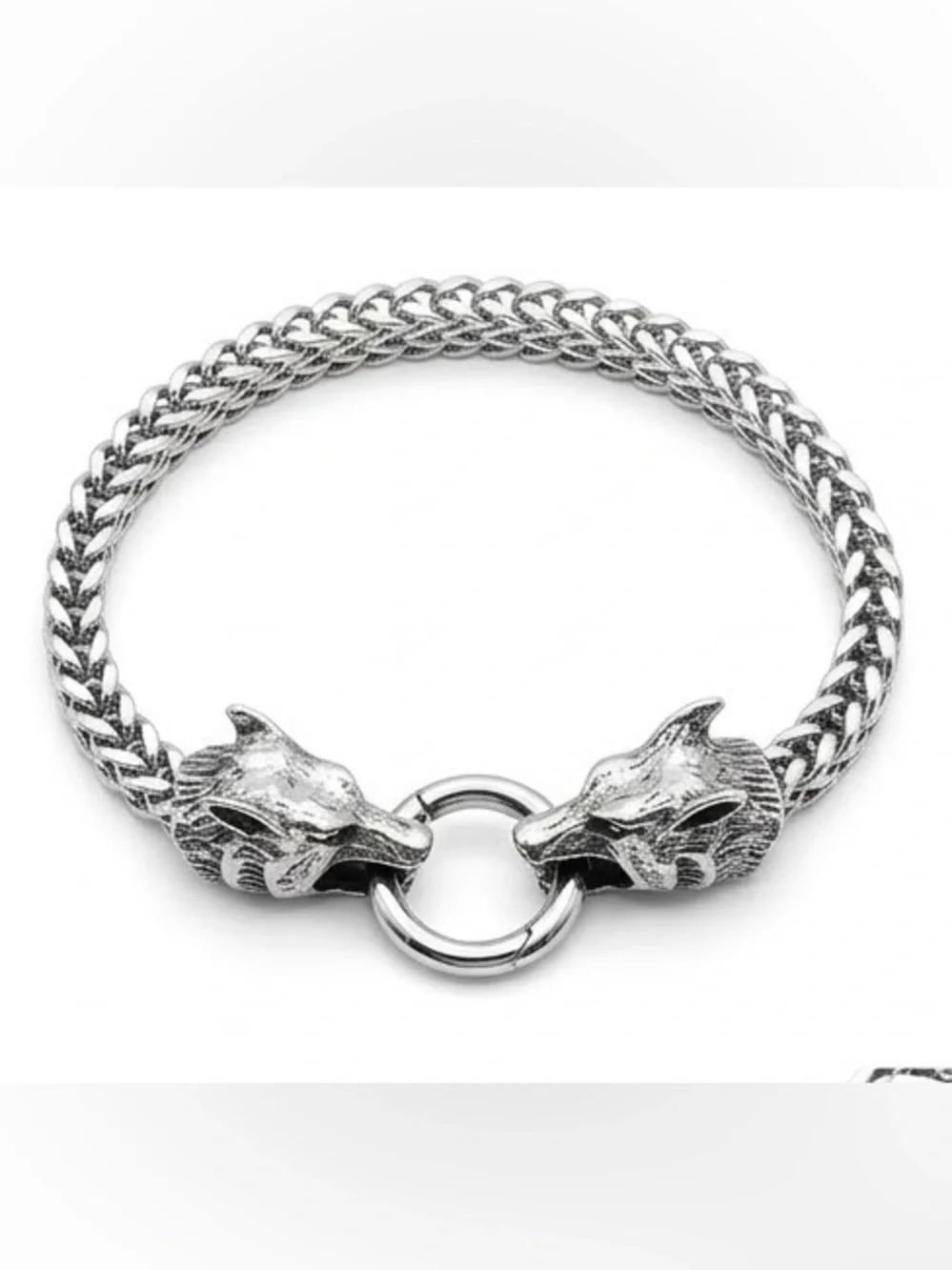 Men's Stainless Steel double Wolf Head Chain Bracelet - Bold Statement Jewelry